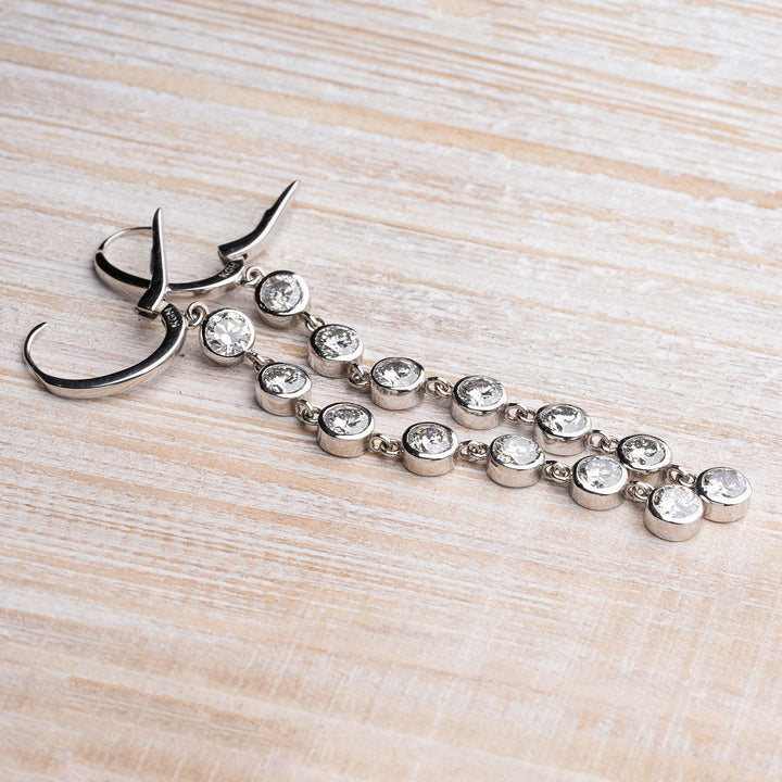 4 Carat Bezel Set Diamond Dangle Earrings