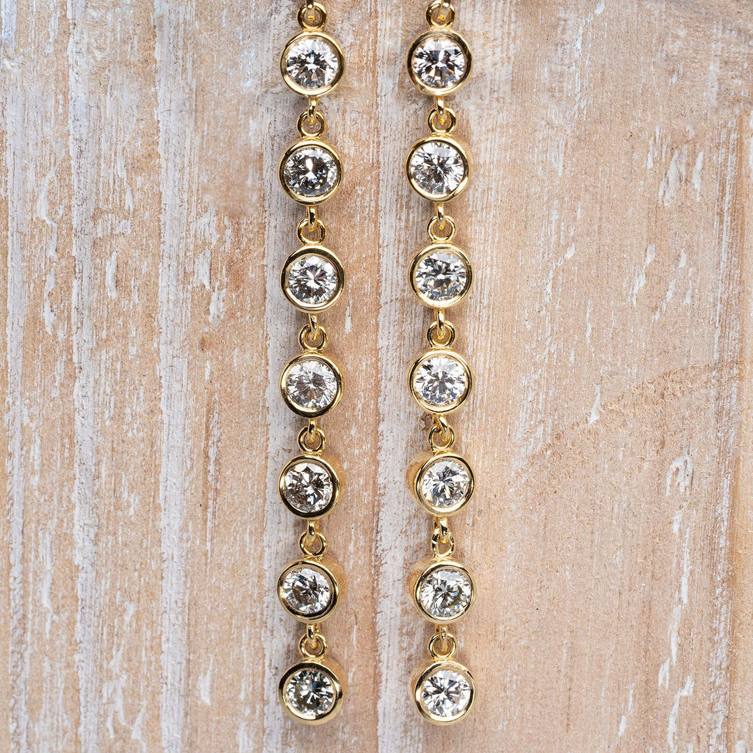Yellow Gold Bezel-Set Diamond Earrings