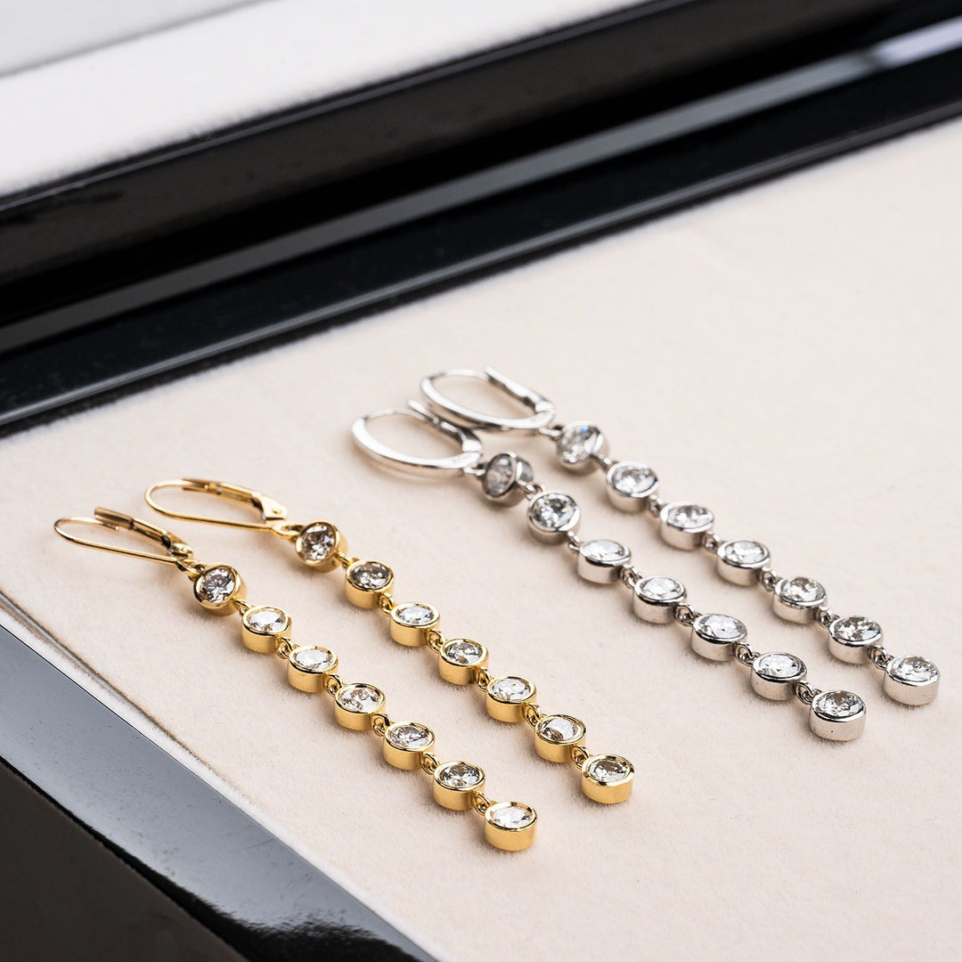 White and Yellow Gold Diamond Earrings