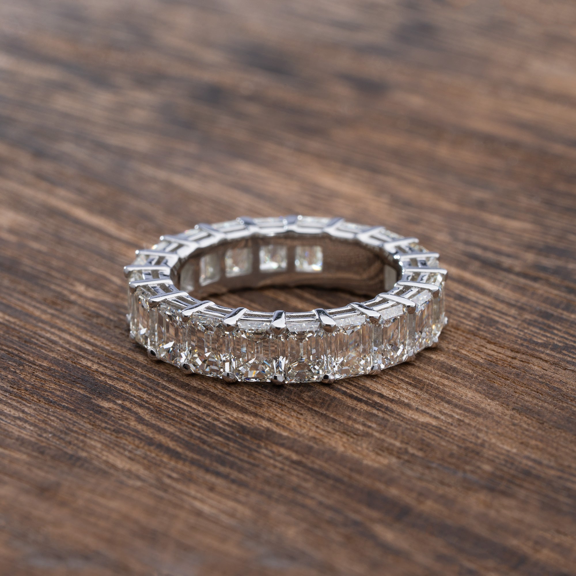 Emerald Cut Diamond Platinum Eternity Band Elite Fine Jewelers