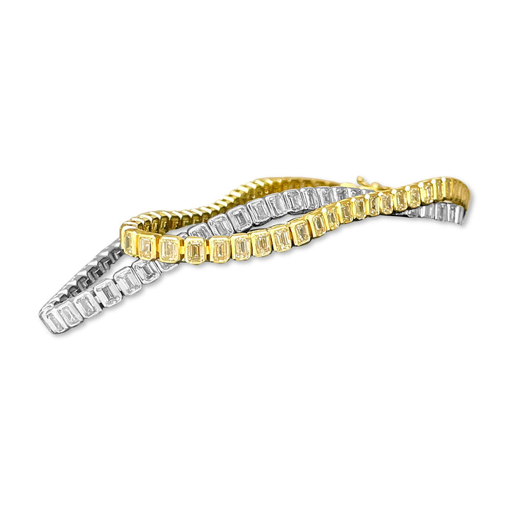 5.82ctw Emerald Cut Diamond Bezel-Set Tennis Bracelet in 14k Yellow Gold - Elite Fine Jewelers