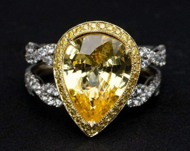 7 Carat Yellow Sapphire with Diamonds