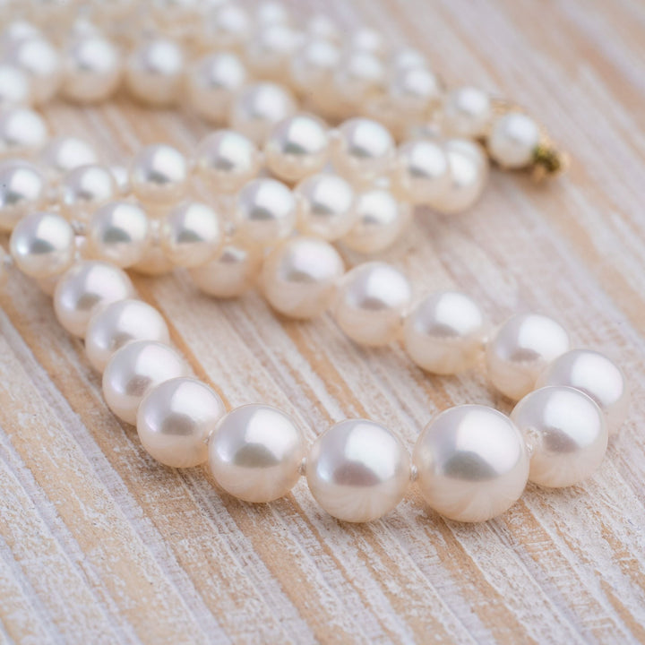 Akoya Pearl Strand Necklace with 14K Yellow Gold