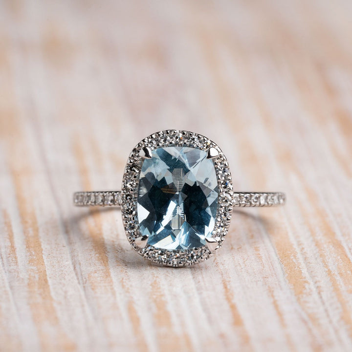 Aquamarine & Diamond Fashion Ring