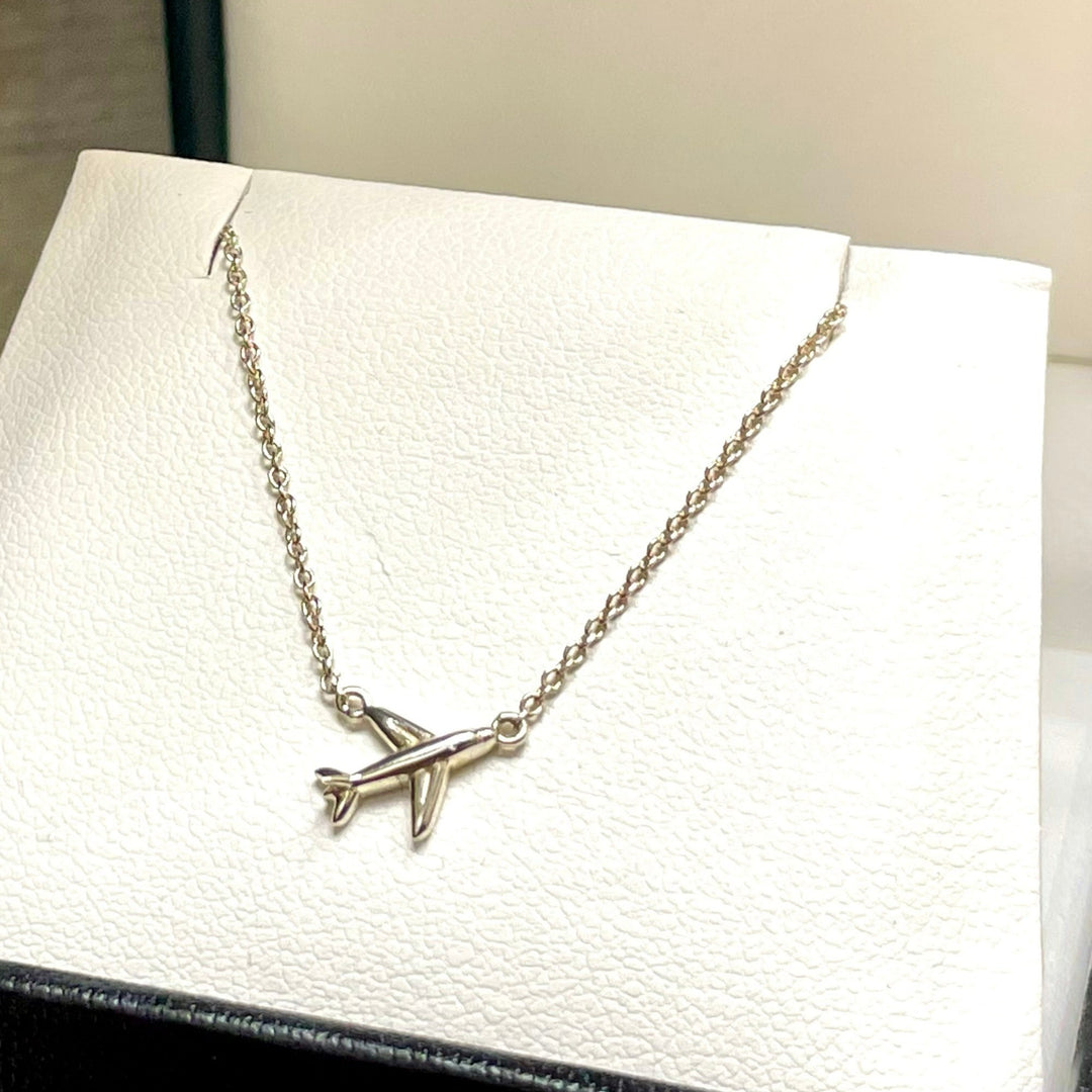 Dainty airplane pendant necklace