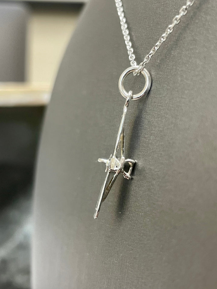Aviator Propeller Airplane Pendant in Sterling Silver