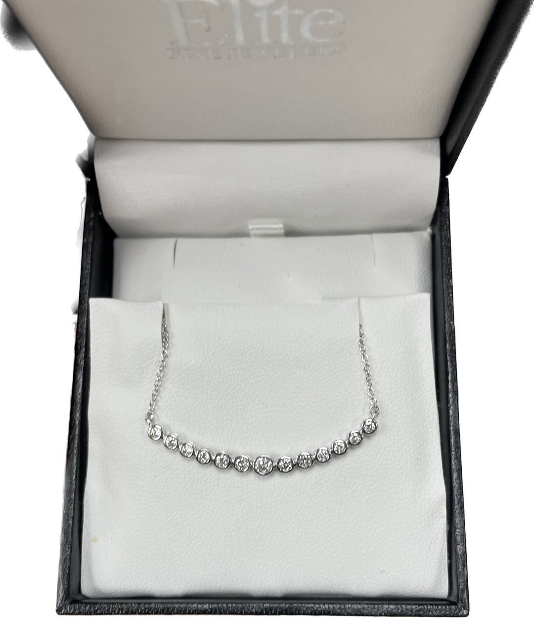 Bezel Set Diamond Curved 14kt Gold Necklace - Elite Fine Jewelers