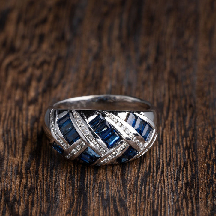 Blue Sapphire and Diamond Ring
