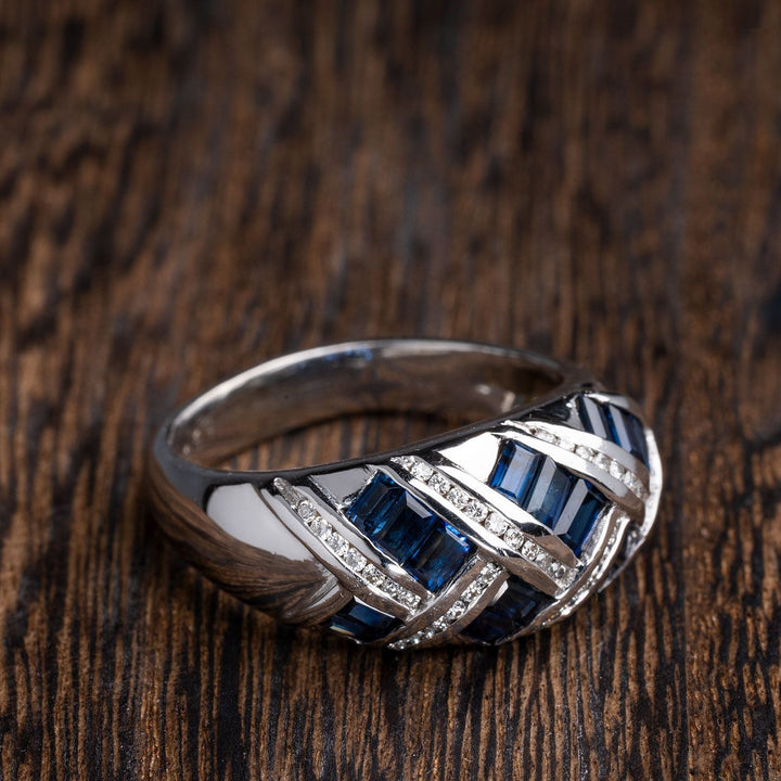 Blue Sapphire and Diamond Ring