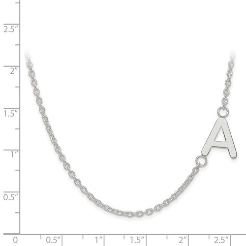 Custom Off-Set Initial Letter Necklace in Sterling Silver
