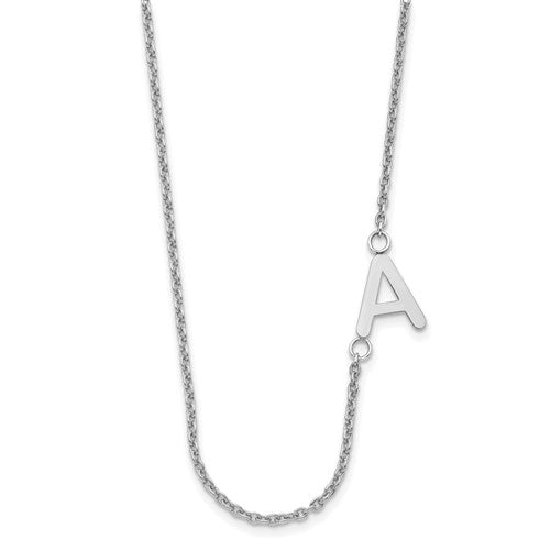 Custom Off-Set Initial Letter Necklace in Sterling Silver