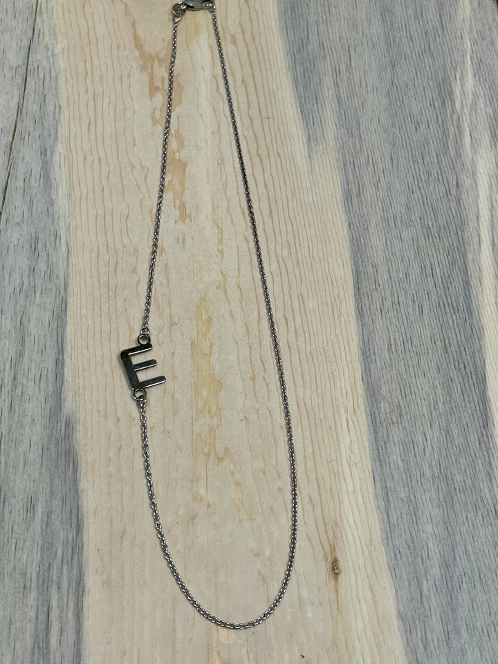 Custom Off-Set Initial Letter Necklace in Sterling Silver