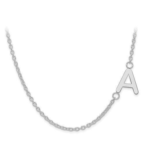 Custom Off-Set Initial Letter Necklace in Sterling Silver