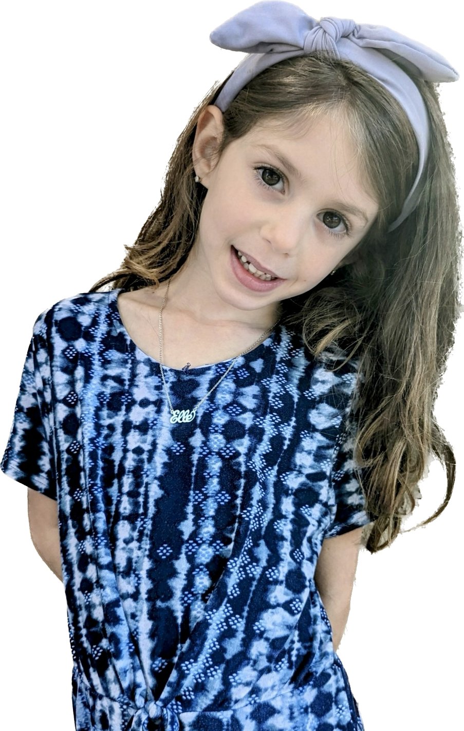 Girl wearing custom name necklace