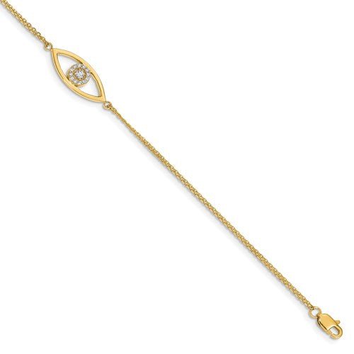 Diamond Evil Eye 14kt Gold Bracelet