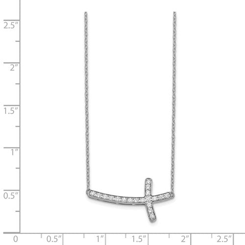 Sideways Diamond Cross Necklace 14Kt White Gold - Elite Fine Jewelers