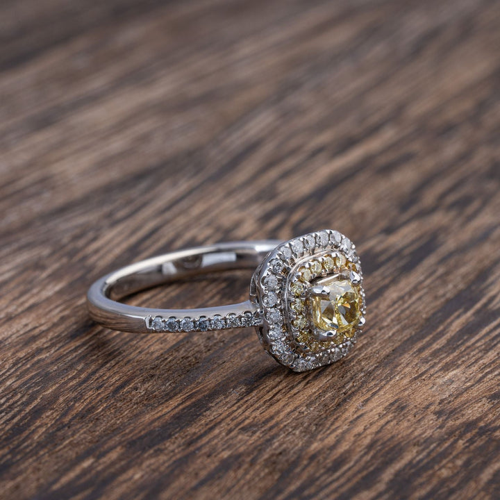 Fancy Yellow Cushion Cut Diamond Engagement Ring - Elite Fine Jewelers
