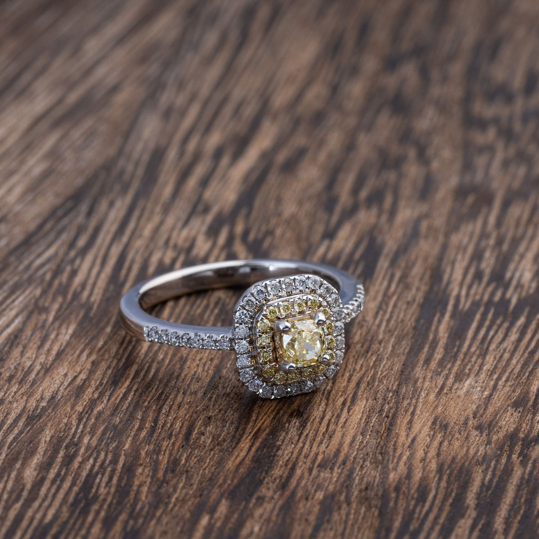 Fancy Yellow Cushion Cut Diamond Engagement Ring - Elite Fine Jewelers