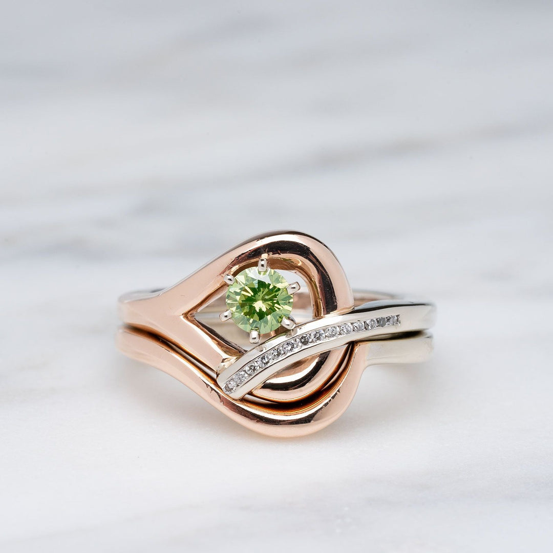Green Irradiated Diamond Crafted in 14kt Rose and White Gold - Elite Fine Jewelers