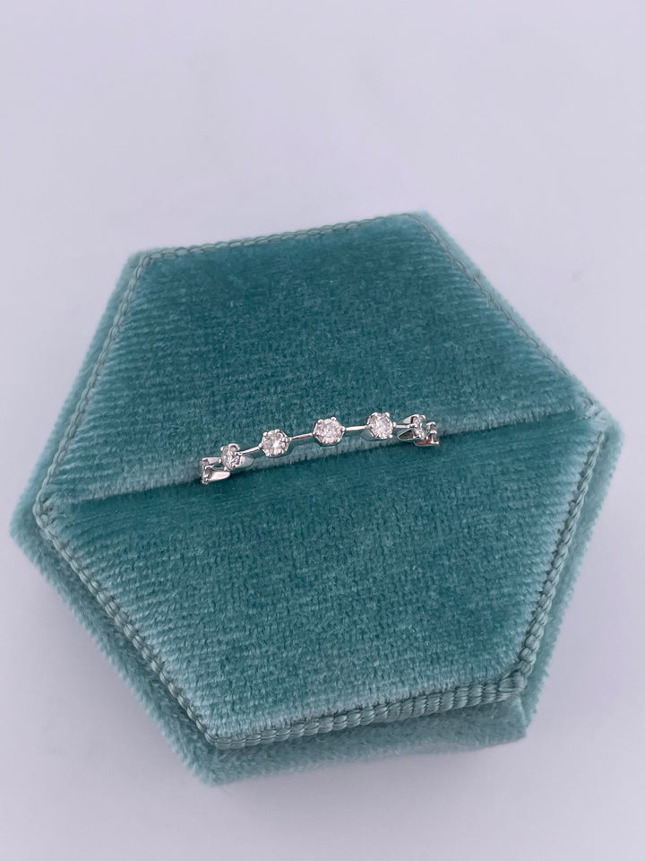 14k White Gold Hexagon Cut Diamond Eternity Band