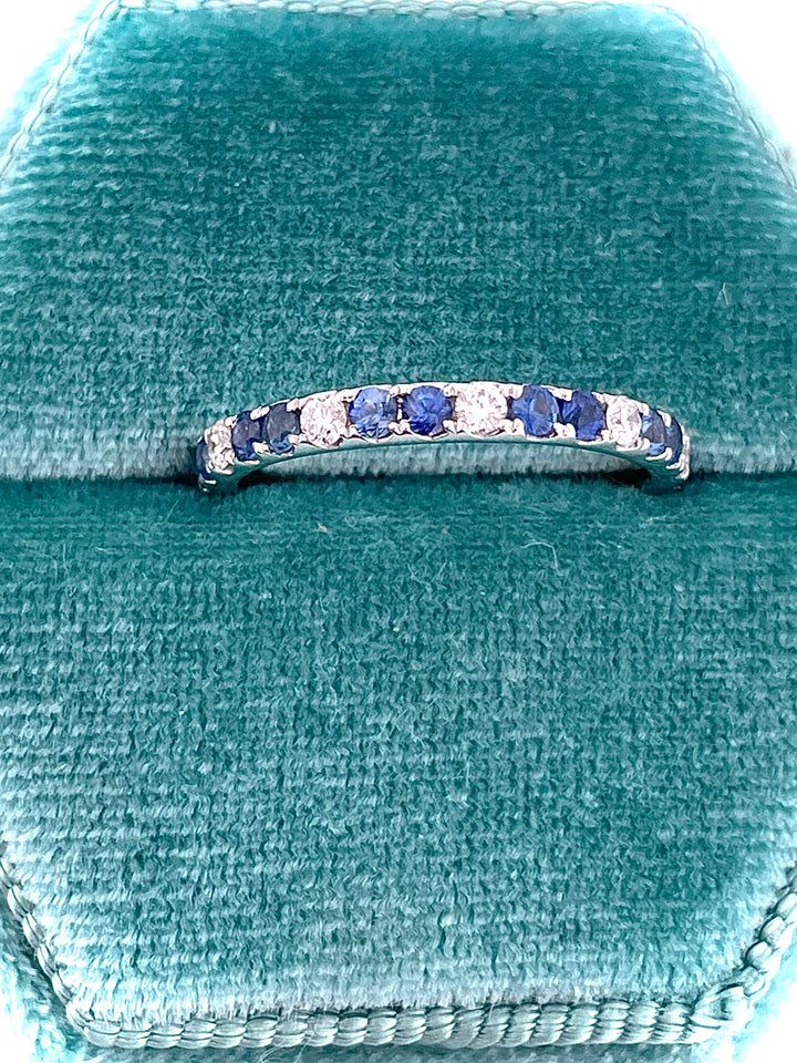 18k White Gold Blue Sapphire and Diamond Eternity Band