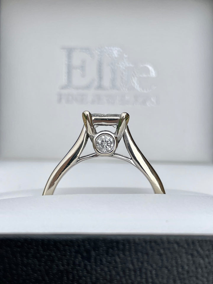 14k Yellow Gold Quad Princess Cut Diamond Engagement Ring