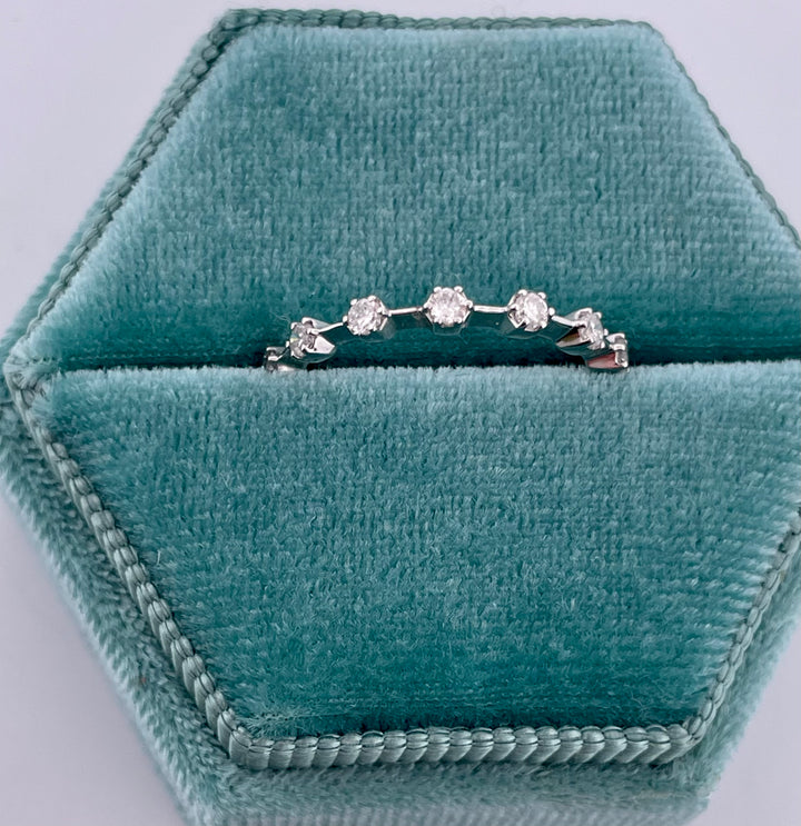 14k White Gold Hexagon Cut Diamond Eternity Band