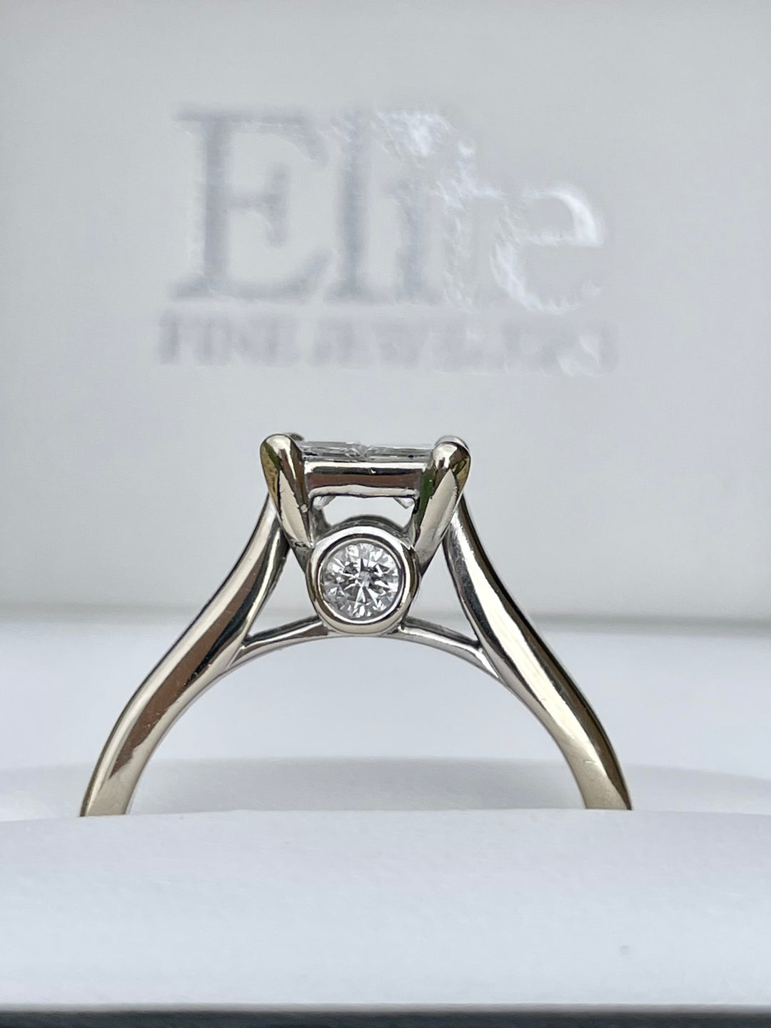 14k Yellow Gold Quad Princess Cut Diamond Engagement Ring