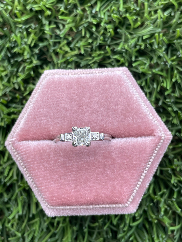 0.72 Carat Radiant Cut Diamond Engagement Ring In Platinum