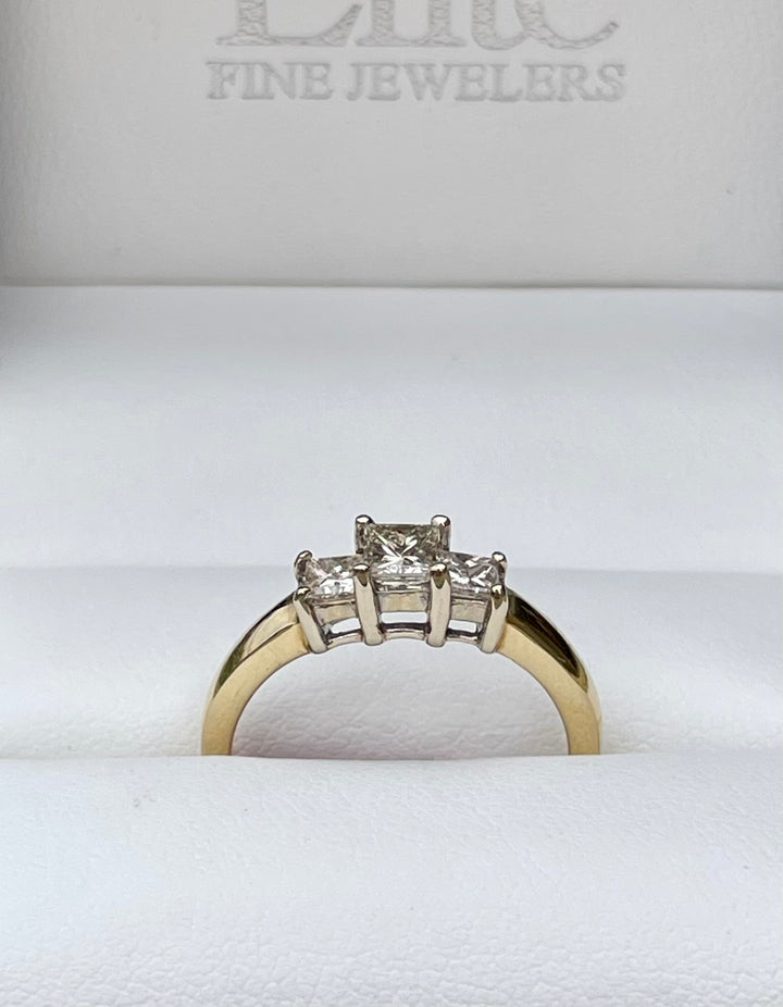 3 Stone Engagement Ring With Princess Cut Diamonds