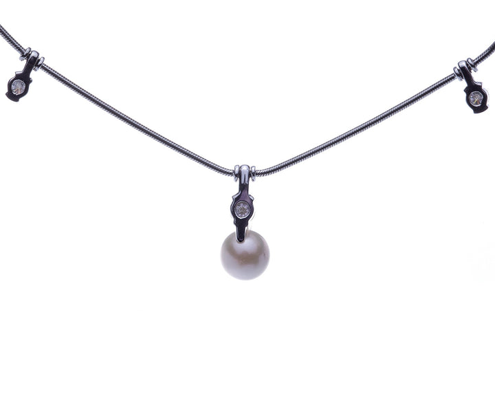 Jose Hess Diamond and Cultured Pearl Necklace - Elite Fine Jewelers