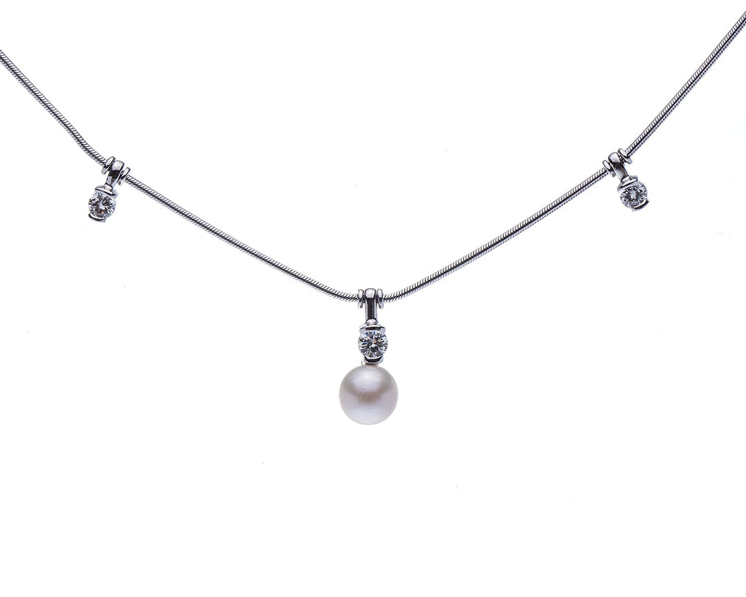 Jose Hess Diamond and Pearl Necklace - Elite Fine Jewelers