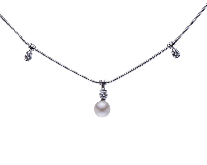 Jose Hess Diamond and Cultured Pearl Necklace - Elite Fine Jewelers