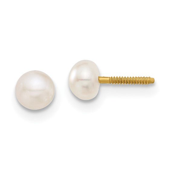 Kids 14K Yellow Gold Birthstone Stud Screwback Earrings - Elite Fine Jewelers