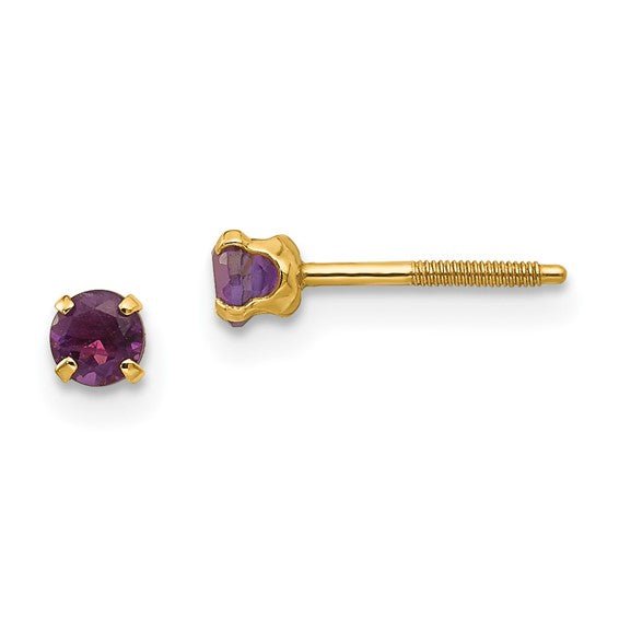 Kids 14K Yellow Gold Birthstone Stud Screwback Earrings - Elite Fine Jewelers