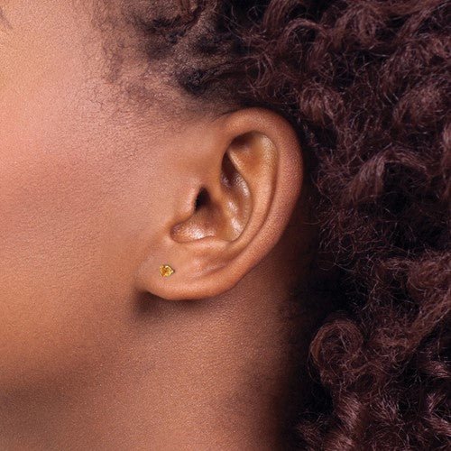 Kids 14K Yellow Gold Birthstone Stud Screwback Earrings - Elite Fine Jewelers