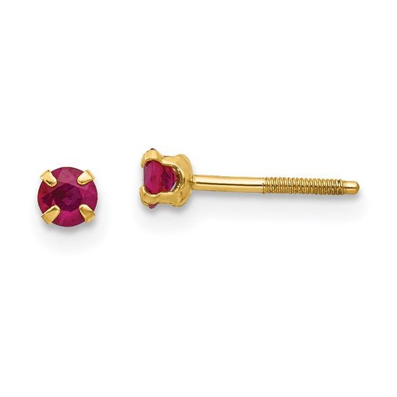 Kids 14K Yellow Gold Birthstone Stud Screwback Earrings - Elite Fine Jewelers