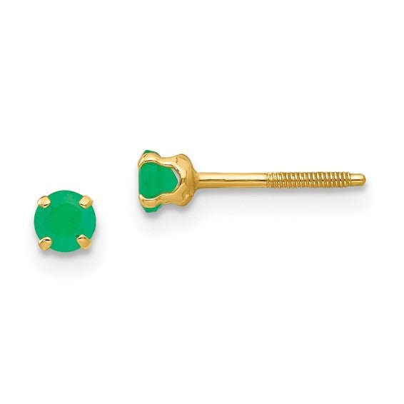 Kids 14K Yellow Gold Birthstone Stud Screwback Earrings - Elite Fine Jewelers