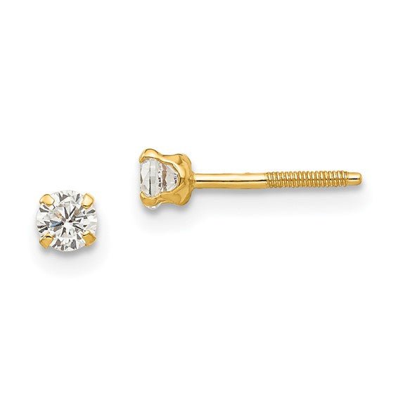 Kids 14K Yellow Gold Birthstone Stud Screwback Earrings - Elite Fine Jewelers