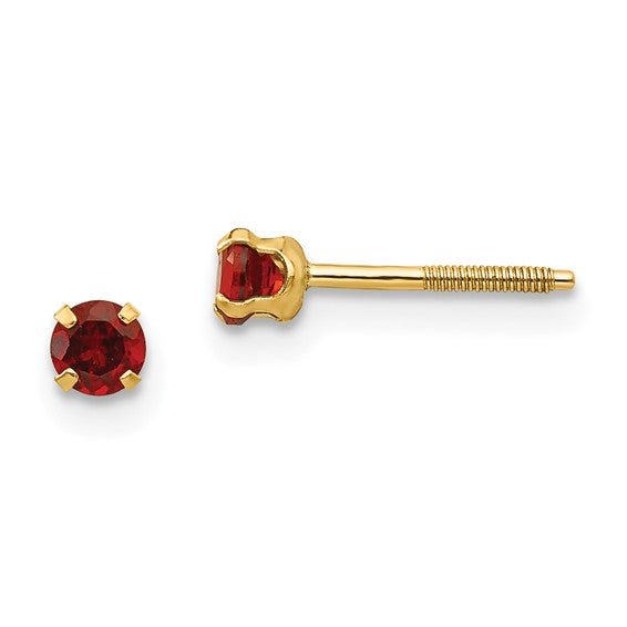 Kids 14K Yellow Gold Birthstone Stud Screwback Earrings - Elite Fine Jewelers