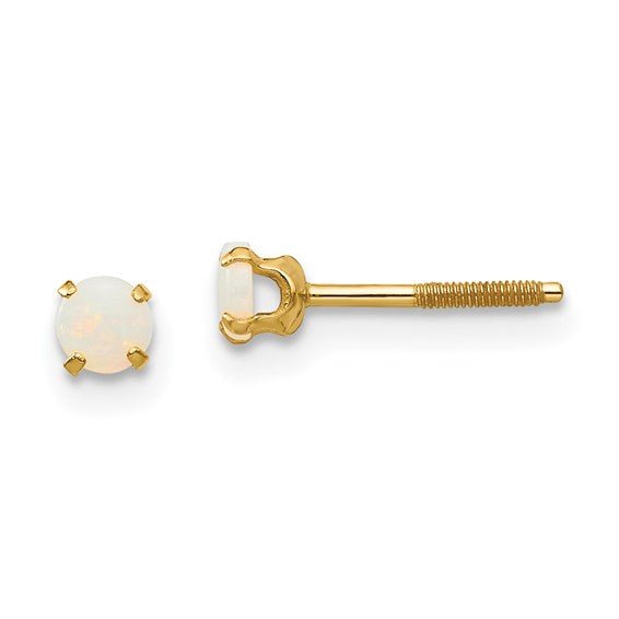 Kids 14K Yellow Gold Birthstone Stud Screwback Earrings - Elite Fine Jewelers