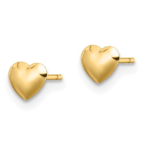 Kid's Puffy Heart Post Stud Earrings in 14k Yellow Gold – Elite