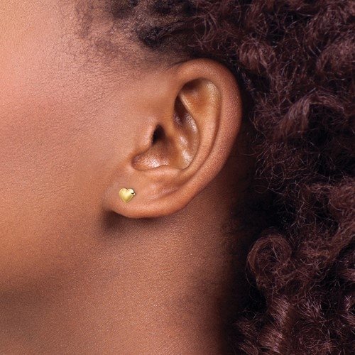 Kids 14K Yellow Gold Post Stud Heart Earrings - Elite Fine Jewelers