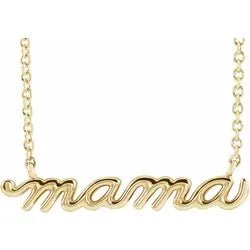 Mama Necklace Script 14k Yellow Gold, Rose Gold White Gold or Sterling Silver - Elite Fine Jewelers