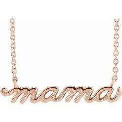 Mama Necklace Script 14k Yellow Gold, Rose Gold White Gold or Sterling Silver - Elite Fine Jewelers