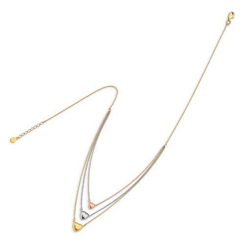 Multi Layered Heart Necklace Tri Color Elite Fine Jewelers