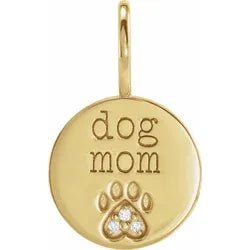 Natural Diamond Dog Mom Paw Print Charm/Pendant - Elite Fine Jewelers