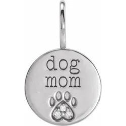 Natural Diamond Dog Mom Paw Print Charm/Pendant - Elite Fine Jewelers