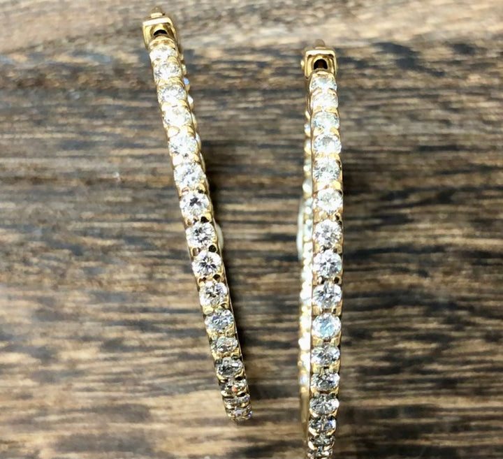 Over 4 Carat Diamonds Inside Out Hoop Earrings in 14kt Yellow Gold - Elite Fine Jewelers