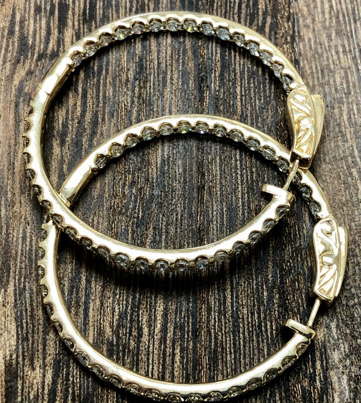 Over 4 Carat Diamonds Inside Out Hoop Earrings in 14kt Yellow Gold - Elite Fine Jewelers